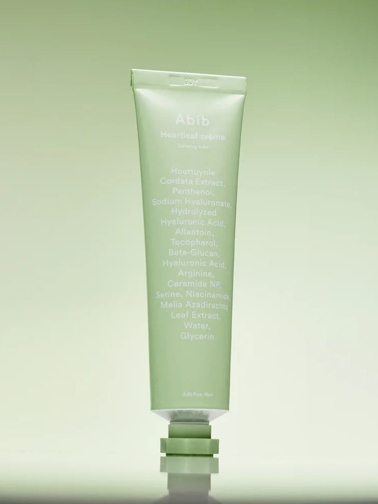 Abib Heartleaf Crème Calming Tube with Heartleaf extract to soothe irritation and control excess oil.
