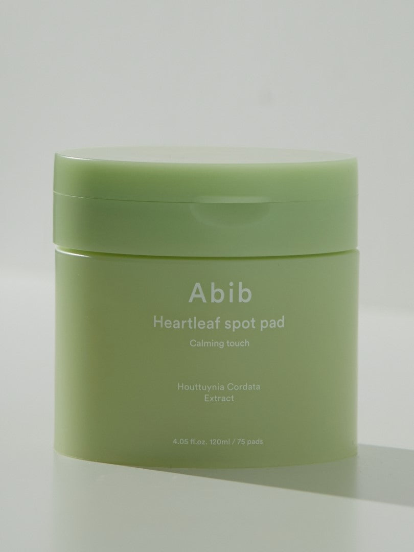 Abib Heartleaf Spot Pad Calming Touch, designed to reduce inflammation, irritation, dryness, and acne.