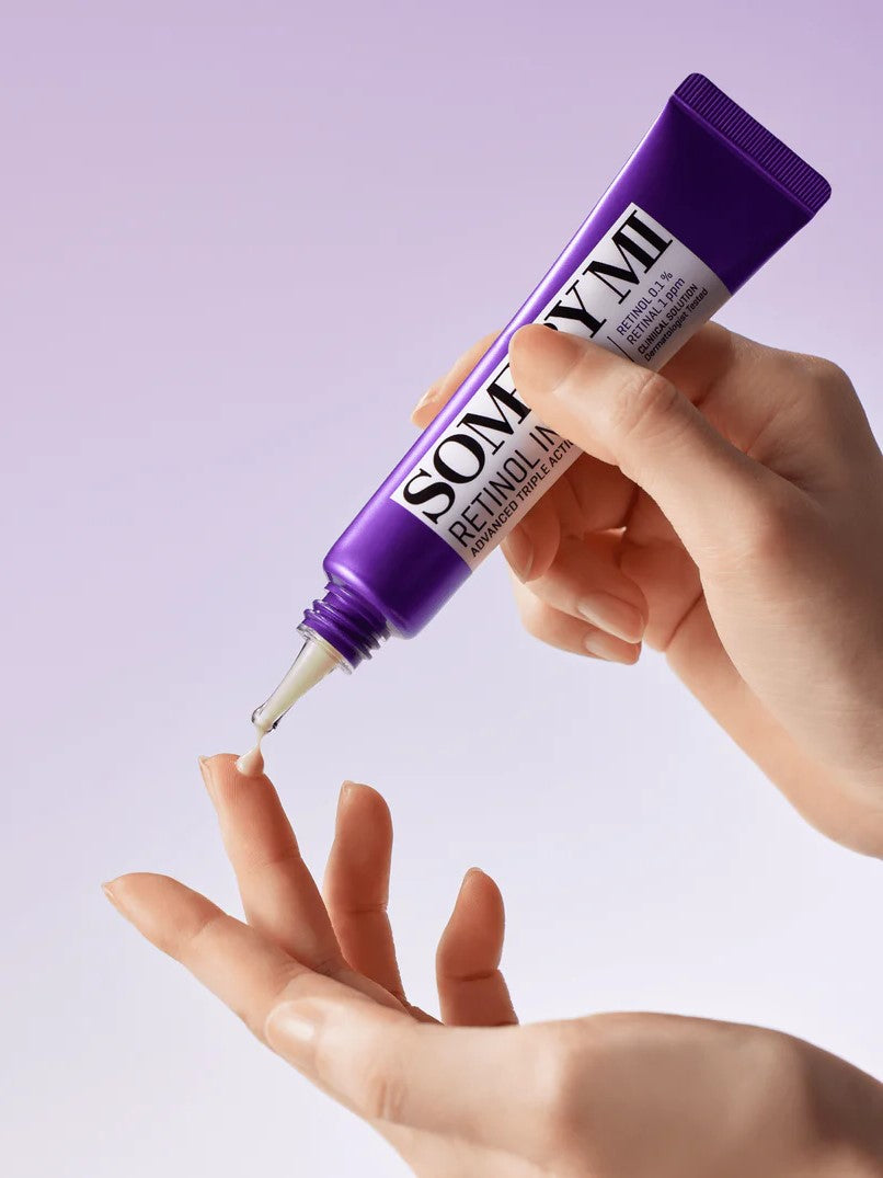 some by mi retinol intense advanced triple action eye cream texture with hands