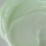 Close-up of the texture of Abib Heartleaf Crème Calming Tube, showing its soft sherbet consistency that melts on contact.