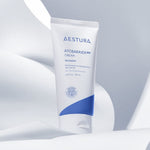 A tube of Aestura Atobarrier 365 Cream, designed to moisturize and strengthen dry, sensitive skin, set against a soft white background.