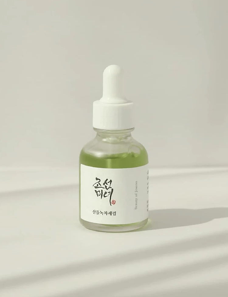 Beauty of Joseon Green Tea and Mugwort Calming Serum, showcasing its sleek design.