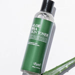 Benton Aloe BHA Skin Toner bottle with a green label on a white background, highlighting its soothing and skin-balancing properties.