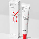 Cosrx Ultimate Spot Cream in a sleek tube with red accents and packaging, designed for soothing skin and targeting blemishes. 