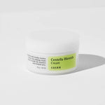 Cosrx Centella Blemish Cream in a white jar with green labeling, formulated to calm sensitive and irritated skin while promoting a healthier complexion.