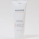 A tube of Etude House Moistfull Collagen Cleansing Foam on a white background, featuring key ingredients listed in Korean and English.