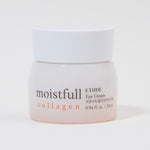 A 28ml jar of Etude House Moistfull Collagen Eye Cream with a simple white lid, labeled in English and Korean, set against a white background.